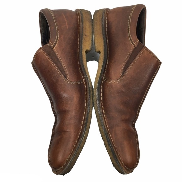 JOHNSTON & MURPHY Loafers Brown Leather Slip On Sheepskin Crepe Sole Size 12M - Picture 7 of 13